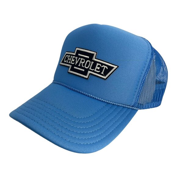 NEW VINTAGE STYLE CHEVROLET TRUCKS LOGO COLUMBIA BLUE TRUCKER HAT CAP ADULT - Picture 2 of 3
